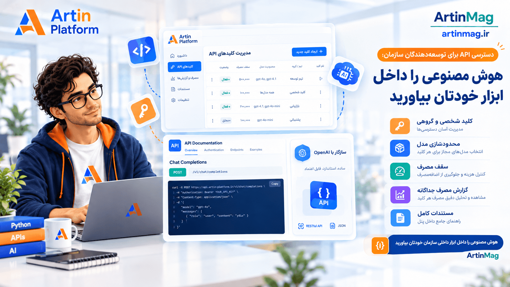 دسترسی API برای توسعه‌دهندگان سازمان؛ هوش مصنوعی را داخل ابزار خودتان بیاورید