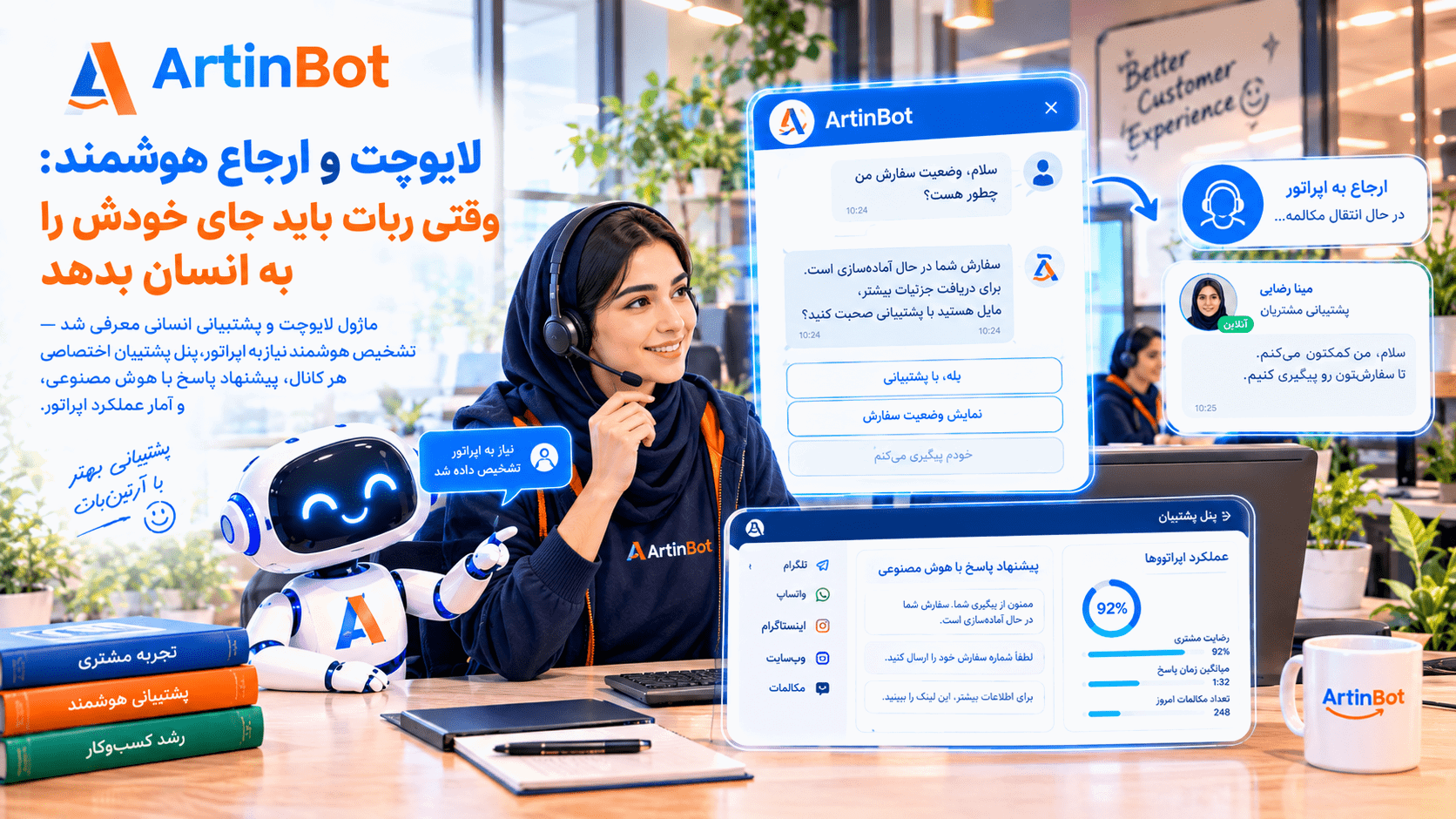 ماژول لایوچت و پشتیبانی انسانی آرتین‌بات