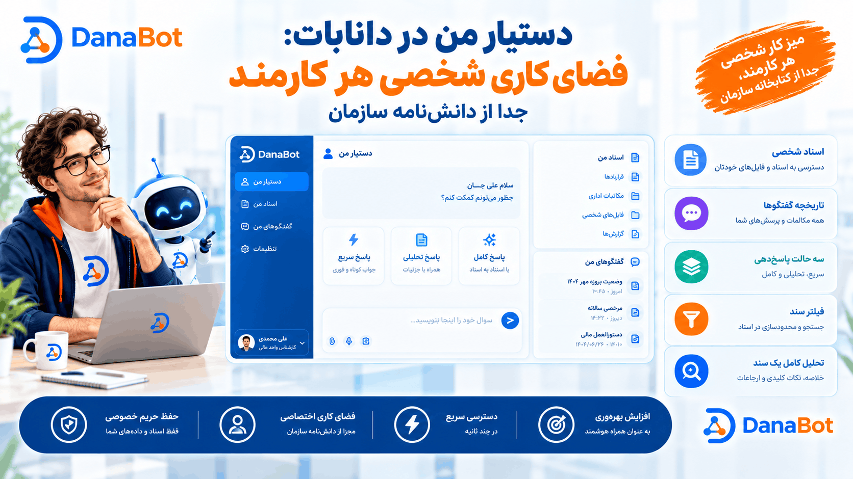 دستیار من در دانابات: فضای کاری شخصی هر کارمند، جدا از دانش‌نامه سازمان